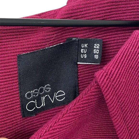 ASOS Curve Dress Size 18 Burgundy Red Holiday Modest Office Career Business Chic - Picture 2 of 16